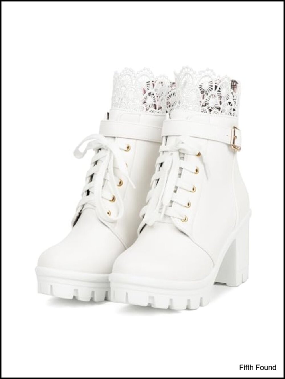 PU Leather Round Toe Chunky Block Heel Lace Up Platform Ankle Boots